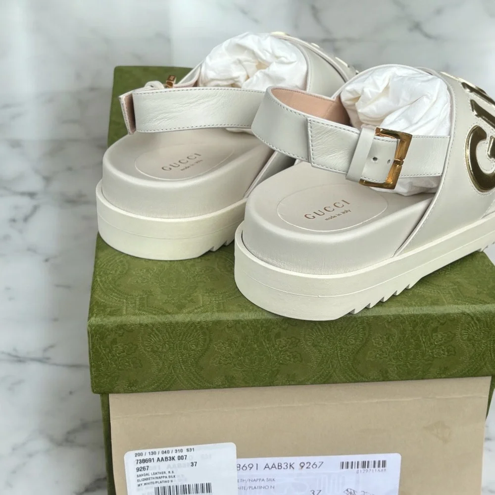 Brand New In Box Gucci Metallic Gold Sandals - Picture 5 of 12